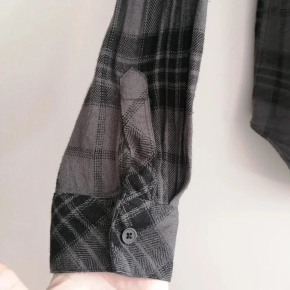Rails Hunter Plaid Rayon Flannel Button Up in Charcoal Jet Grey Black XS - Picture 9 of 16